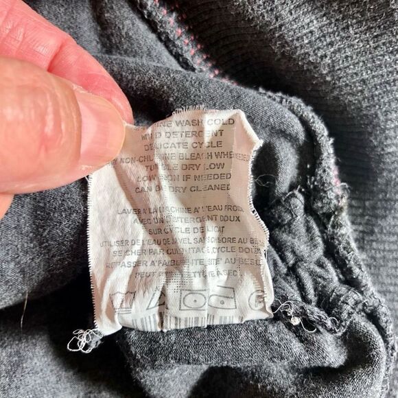 Motherhood Maternity Gray Pink Hoodie Zip Up Ruching Side Jacket Medium - Picture 8 of 9